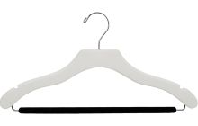 White Wood Suit Hanger W/ Flocked Bar & Notches (17" X 7/16")