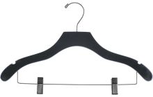 Black Wood Combo Hanger W/ Clips & Notches (17" X 7/16")