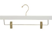 White Wood Bottom Hanger W/ Clips (14" X 5/8")