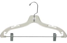 Junior Clear Plastic Combo Hanger W/ Clips & Notches (14" X 7/16")