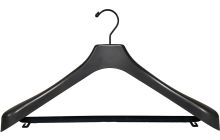 Oversized Matte Black Plastic Suit Hanger W/ Flocked Bar (18" X 2")