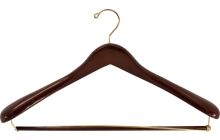 Oversized Walnut Wood Suit Hanger W/ Locking Bar (18" X 2")