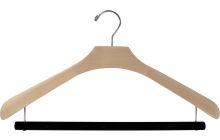 Oversized Unfinished Wood Suit Hanger w/ Flocked Bar (18" X 2")