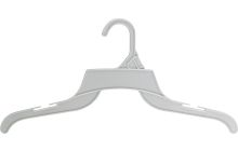 Petite White Plastic Top Hanger w/ Notches (16" X 1/4")