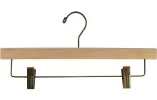 Unfinished Wood Bottom Hanger W/ Antique Brass Clips (14" X 5/8")