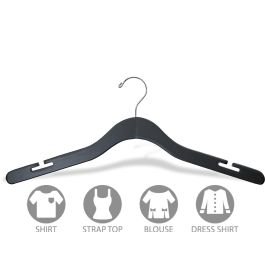 Set of 100 Oversized Black Wood Top Hanger With Notches (20