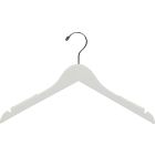 Petite White Wood Top Hanger W/ Notches & Rubber Strips (15.5" X 7/16")
