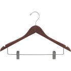 Rubber Coated Walnut Wood Combo Hanger W/ Clips & Notches (17" X 7/16")
