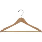 Rubber Coated Natural Wood Suit Hanger W/ Suit Bar & Notches (17" X 7/16")