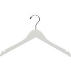 Rubber Coated White Wood Top Hanger W/ Notches (17" X 7/16")