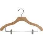 Natural Wood Combo Hanger W/ Clips & Notches (17" X 7/16")