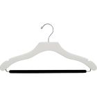 White Wood Suit Hanger W/ Flocked Bar & Notches (17" X 7/16")