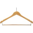 Natural Wood Anti-Theft Suit Hanger W/ Locking Bar & Notches (17" X 1/2")