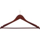 Walnut Wood Anti-Theft Suit Hanger W/ Suit Bar & Notches (17" X 7/16")
