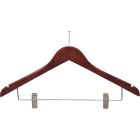 Walnut Wood Combo Hanger W/ Clips & Notches (17" X 7/16")