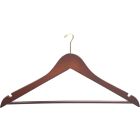 Walnut Wood Anti-Theft Suit Hanger W/ Suit Bar & Notches (17" X 7/16")
