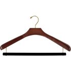 Oversized Walnut Wood Suit Hanger W/ Flocked Bar (18" X 2")