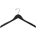 Matte Black Wood Top Hanger W/ Notches & Rubber Strips (17" X 1/2")