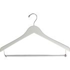 White Wood Suit Hanger W/ Locking Bar (17" X 1/2")