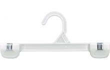 White Bottom All Plastic Hanger W/ Clips (10" X 1/2")