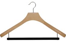 Oversized Natural Wood Suit Hanger W/ Flocked Bar (18" X 2")