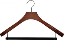 Oversized Walnut Wood Suit Hanger W/ Flocked Bar (18" X 2")