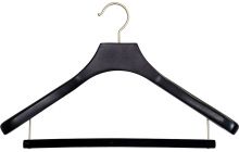 Deluxe Black Wooden Suit Hanger w/Non-Slip Bar