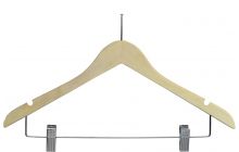 Unfinished Wood Anti-Theft Combo Hanger W/ Clips & Notches (17" X 3/4")