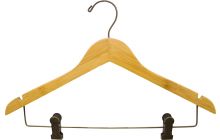 Bamboo Combo Hanger W/ Deluxe Clips, Notches & Rubber Strips (17" X 1/2")