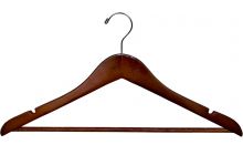 Cherry Wood Suit Hanger W/ Suit Bar & Notches (17" X 1/2")