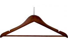 Cherry Wood Anti-Theft Suit Hanger W/ Suit Bar & Notches (17" X 1/2")