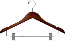Cherry Wood Combo Hanger W/ Clips & Notches (17" X 1/2")
