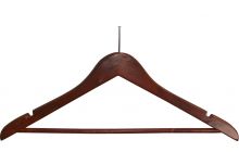 Walnut Wood Anti-Theft Suit Hanger W/ Suit Bar & Notches (17" X 3/4")