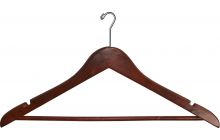 Walnut Wood Anti-Theft Suit Hanger W/ Suit Bar & Notches (17" X 3/4")