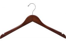 Junior Size Walnut Wooden Top Hanger, 14 Length x 7/16 Thick