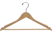 Natural Wood Suit Hanger W/ Suit Bar & Notches (17" X 7/16")