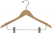 Natural Wood Combo Hanger W/ Clips & Notches (17" X 7/16")