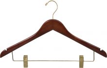 Walnut Wood Combo Hanger W/ Clips & Notches (17" X 7/16")