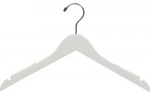 White Wood Top Hanger W/ Notches & Rubber Strips (17" X 7/16")