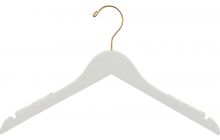 White Wood Top Hanger W/ Notches & Rubber Strips (17" X 7/16")