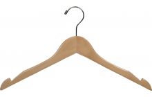 Natural Wood Top Hanger W/ Countersunk Hook & Rubber Strips (17" X 7/16")