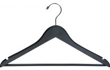 Black Wood Suit Hanger W/ Suit Bar & Notches (17" X 7/16")