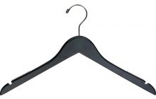 Black Wood Top Hanger W/ Notches & Rubber Strips (17" X 7/16")