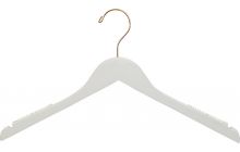 Petite White Wood Top Hanger W/ Notches & Rubber Strips (15" X 7/16")