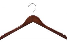 Petite Walnut Wood Top Hanger W/ Notches & Rubber Strips (15.5" X 7/16")