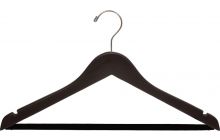 Espresso Wood Suit Hanger W/ Flocked Bar & Notches (17" X 7/16")