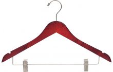 Cherry Wood Combo Hanger W/ Clips & Notches (17" X 7/16")