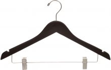 Espresso Wood Combo Hanger W/ Clips & Notches (17" X 7/16")