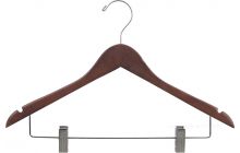 Rubber Coated Walnut Wood Combo Hanger W/ Clips & Notches (17" X 7/16")