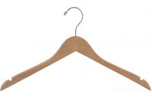 Rubber Coated Natural Wood Top Hanger W/ Notches (17" X 7/16")